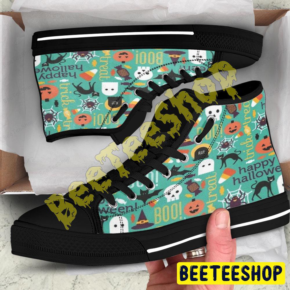 Candy Witch Hats Bats Cats Ghosts Pumpkins Halloween Pattern Beeteeshop Adults High Top Canvas Shoes Candy Witch Hats Bats Cats Ghosts Pumpkins Halloween Pattern Beeteeshop Adults High Top Canvas Shoes