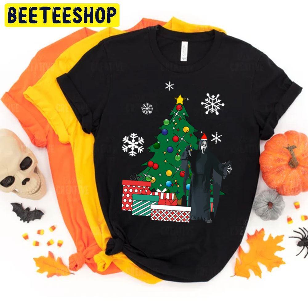 Ghostface Around The Christmas Tree Scream Halloween Beeteeshop Trending Unisex T-Shirt Ghostface Around The Christmas Tree Scream Halloween Beeteeshop Trending Unisex T-Shirt