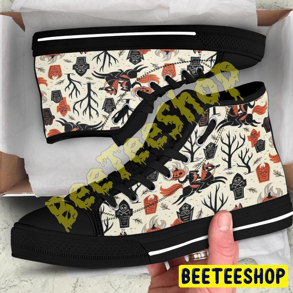 Halloween Pattern 041 Beeteeshop Adults High Top Canvas Shoes Halloween Pattern 041 Beeteeshop Adults High Top Canvas Shoes