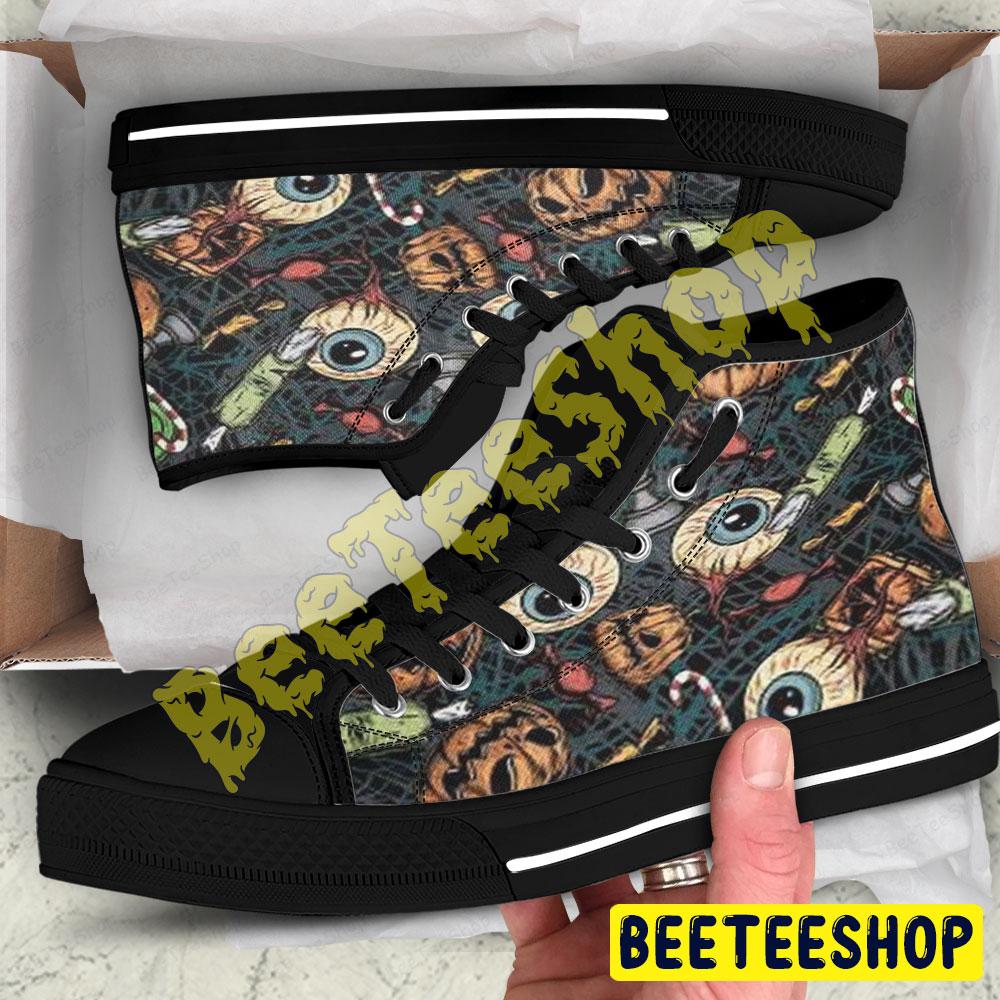 Halloween Pattern 130 Beeteeshop Adults High Top Canvas Shoes Halloween Pattern 130 Beeteeshop Adults High Top Canvas Shoes