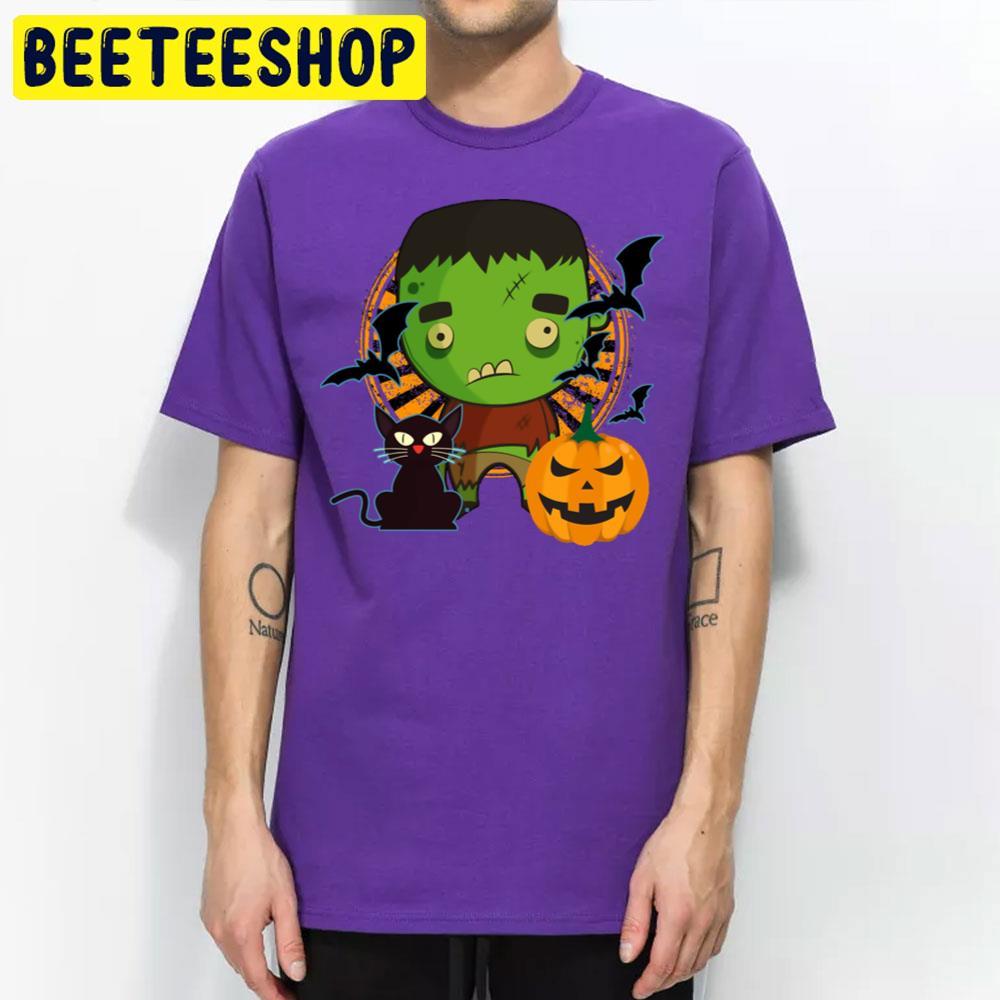Monster Cat Pumpkin Bats Halloween Frankenstein Beeteeshop Trending Unisex T-Shirt Monster Cat Pumpkin Bats Halloween Frankenstein Beeteeshop Trending Unisex T-Shirt
