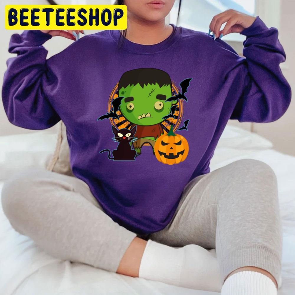 Monster Cat Pumpkin Bats Halloween Frankenstein Beeteeshop Trending Unisex T-Shirt Monster Cat Pumpkin Bats Halloween Frankenstein Beeteeshop Trending Unisex T-Shirt