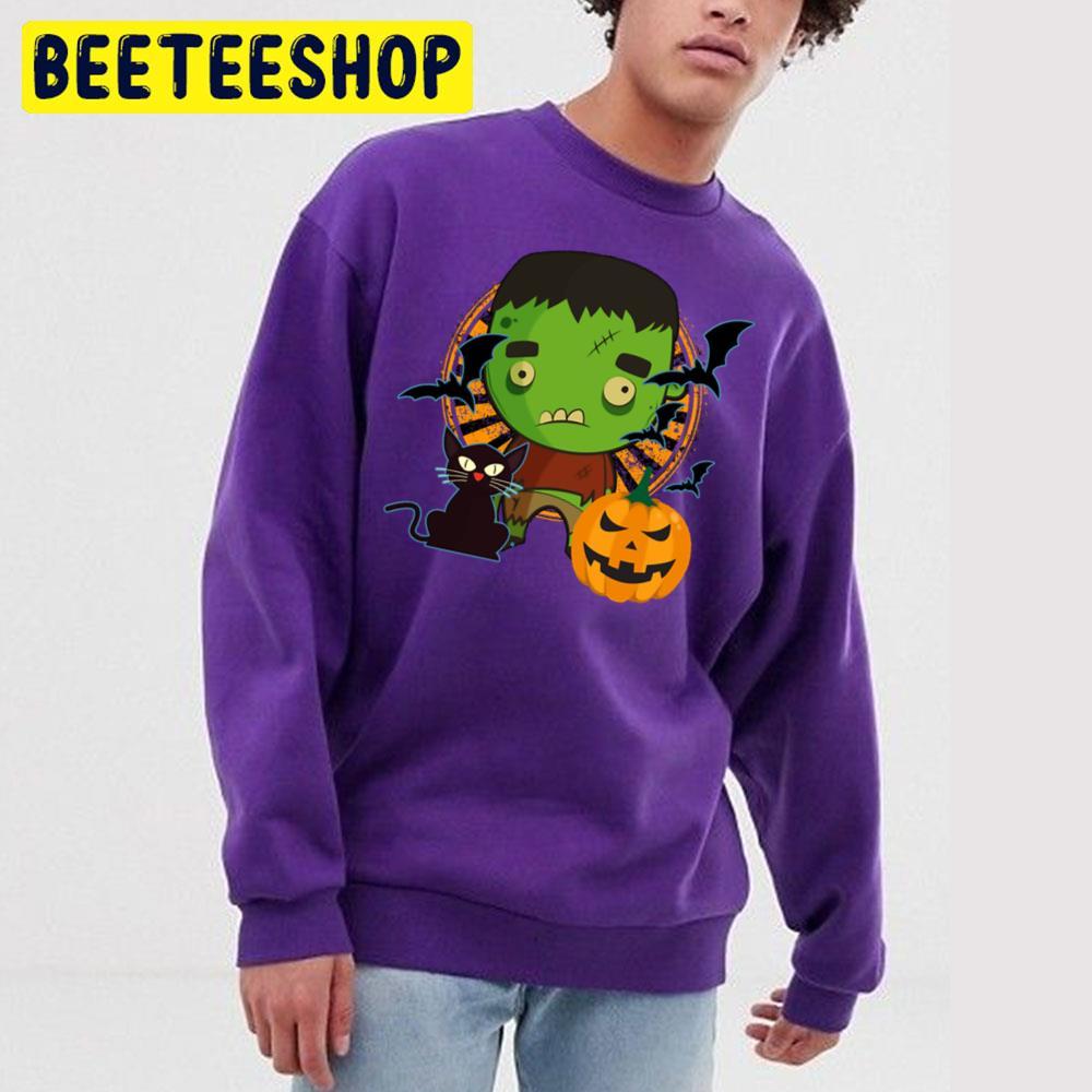 Monster Cat Pumpkin Bats Halloween Frankenstein Beeteeshop Trending Unisex T-Shirt Monster Cat Pumpkin Bats Halloween Frankenstein Beeteeshop Trending Unisex T-Shirt
