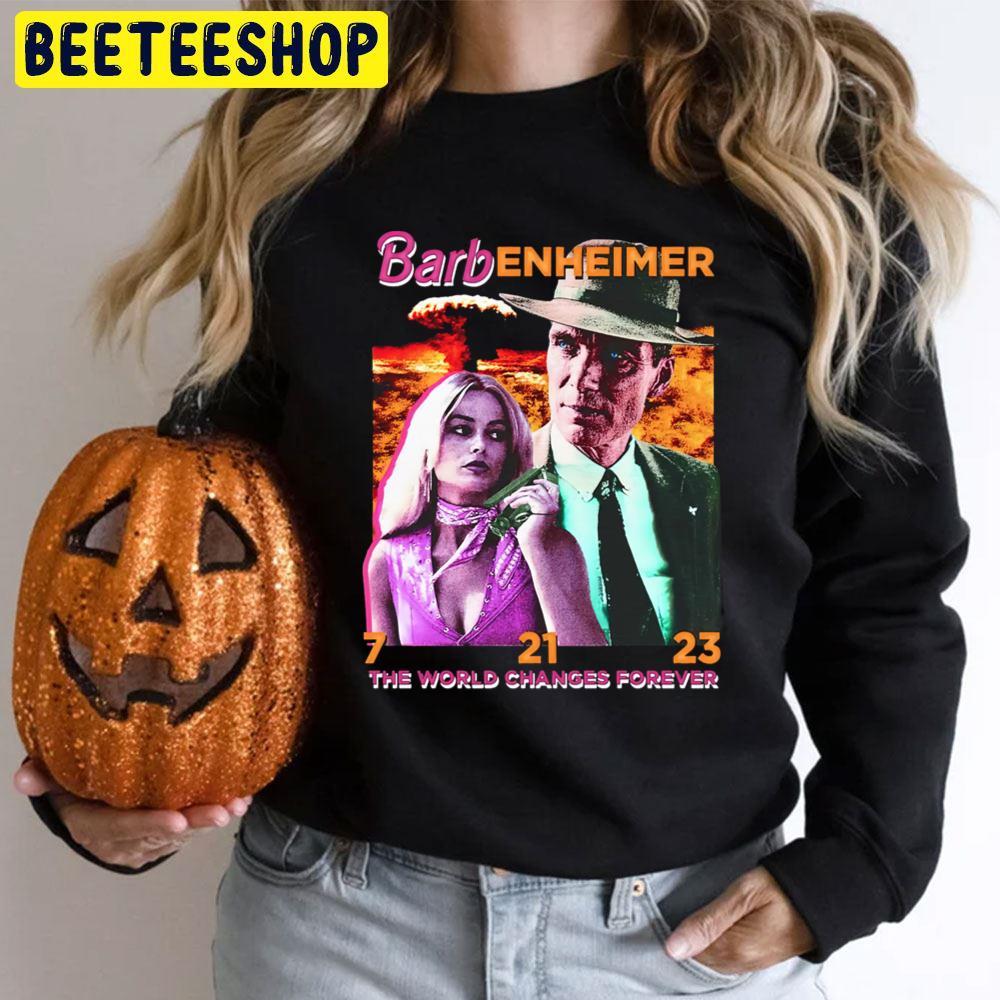 Movie The World Changes Forever Barbenheimer Beeteeshop Trending Unisex T-Shirt Movie The World Changes Forever Barbenheimer Beeteeshop Trending Unisex T-Shirt