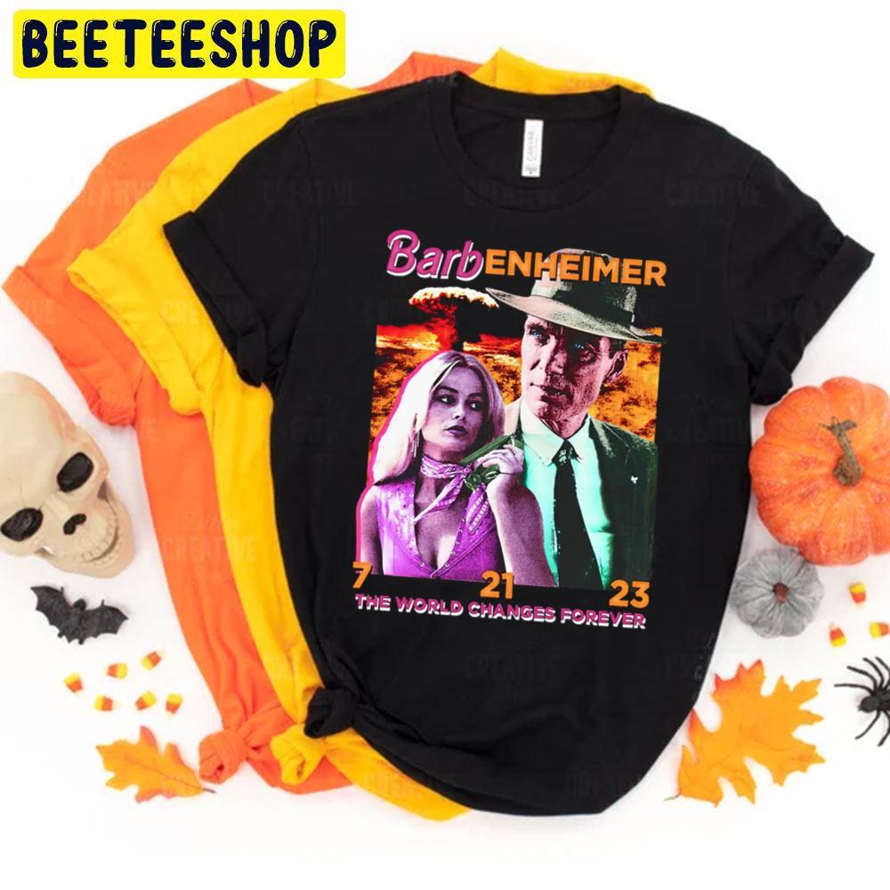 Movie The World Changes Forever Barbenheimer Beeteeshop Trending Unisex T-Shirt Movie The World Changes Forever Barbenheimer Beeteeshop Trending Unisex T-Shirt