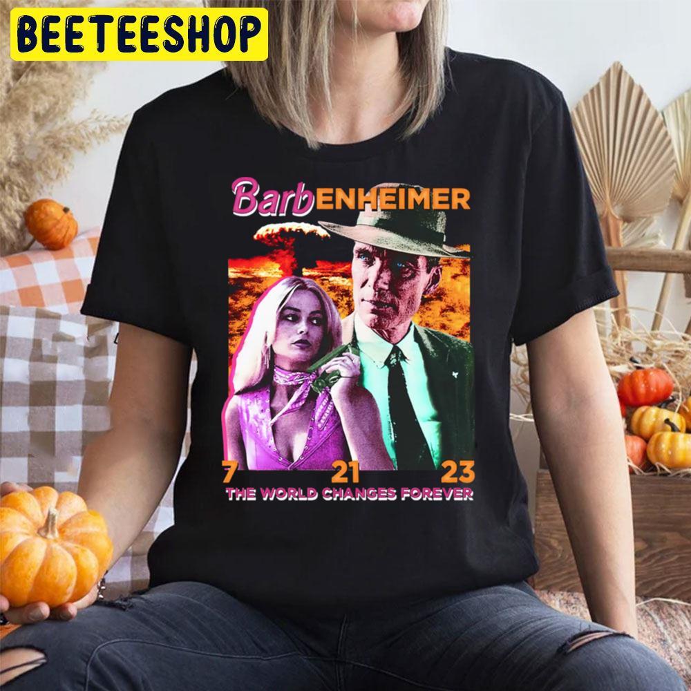Movie The World Changes Forever Barbenheimer Beeteeshop Trending Unisex T-Shirt Movie The World Changes Forever Barbenheimer Beeteeshop Trending Unisex T-Shirt