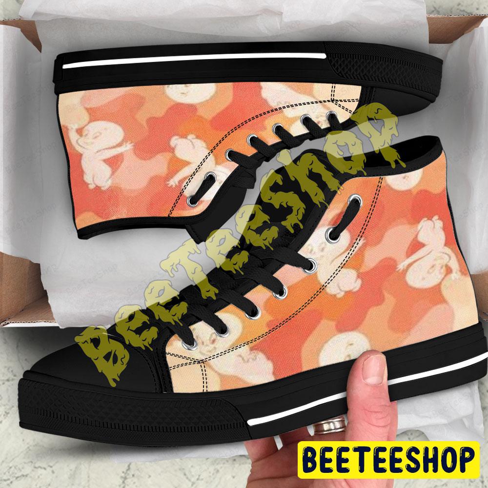 Orange Art Casper Halloween Beeteeshop Adults High Top Canvas Shoes Orange Art Casper Halloween Beeteeshop Adults High Top Canvas Shoes