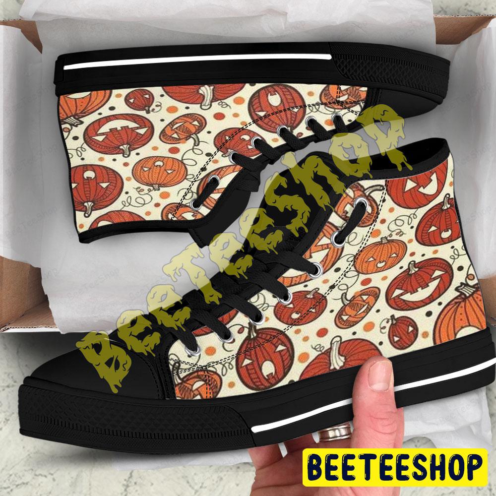 Pumpkins Halloween Pattern 101 Beeteeshop Adults High Top Canvas Shoes Pumpkins Halloween Pattern 101 Beeteeshop Adults High Top Canvas Shoes