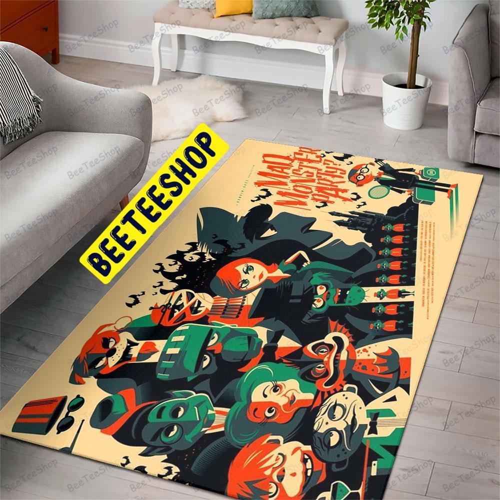 Retro Graphic Mad Monster Party Halloween Beeteeshop Rug Rectangle Retro Graphic Mad Monster Party Halloween Beeteeshop Rug Rectangle