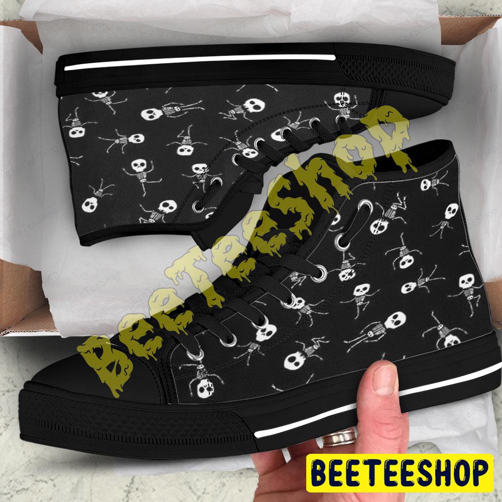 Skeletons Halloween Pattern 280 Beeteeshop Adults High Top Canvas Shoes Skeletons Halloween Pattern 280 Beeteeshop Adults High Top Canvas Shoes