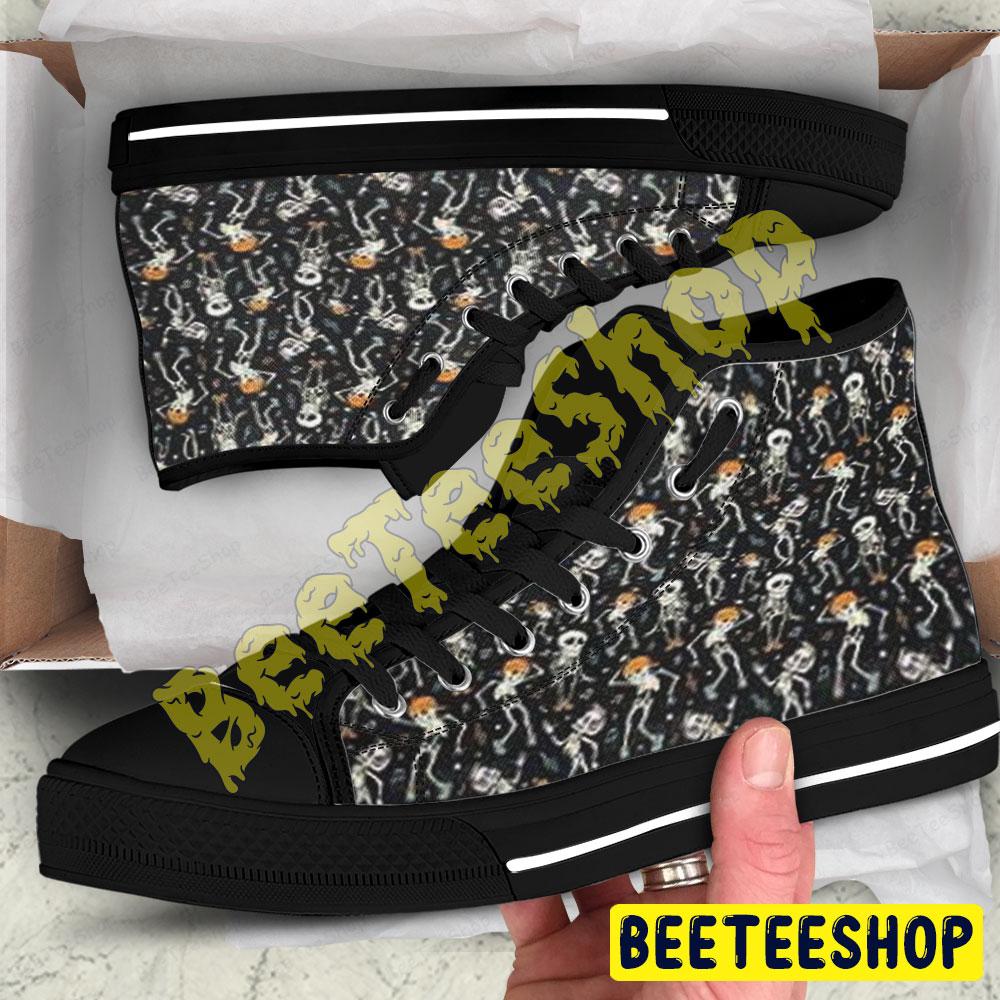 Skeletons Pumpkins Halloween Pattern 129 Beeteeshop Adults High Top Canvas Shoes Skeletons Pumpkins Halloween Pattern 129 Beeteeshop Adults High Top Canvas Shoes