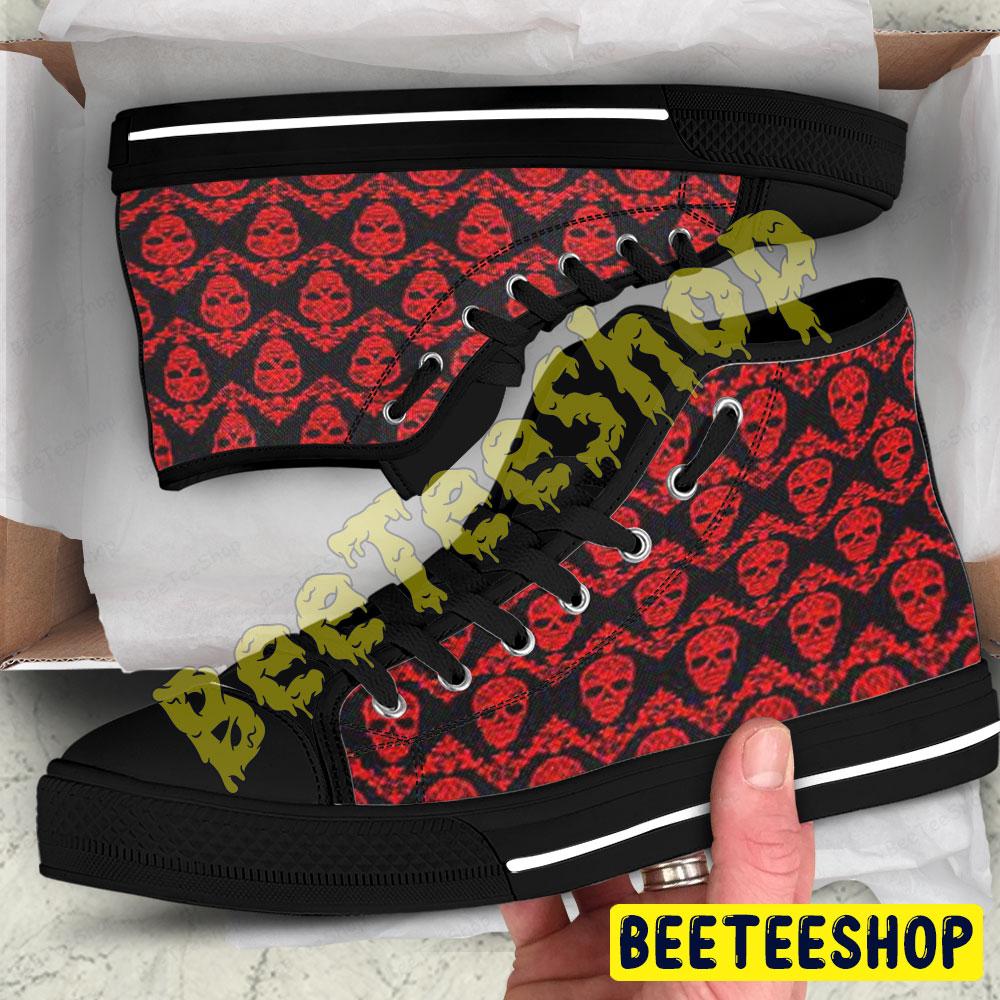 Skulls Halloween Pattern 131 Beeteeshop Adults High Top Canvas Shoes Skulls Halloween Pattern 131 Beeteeshop Adults High Top Canvas Shoes