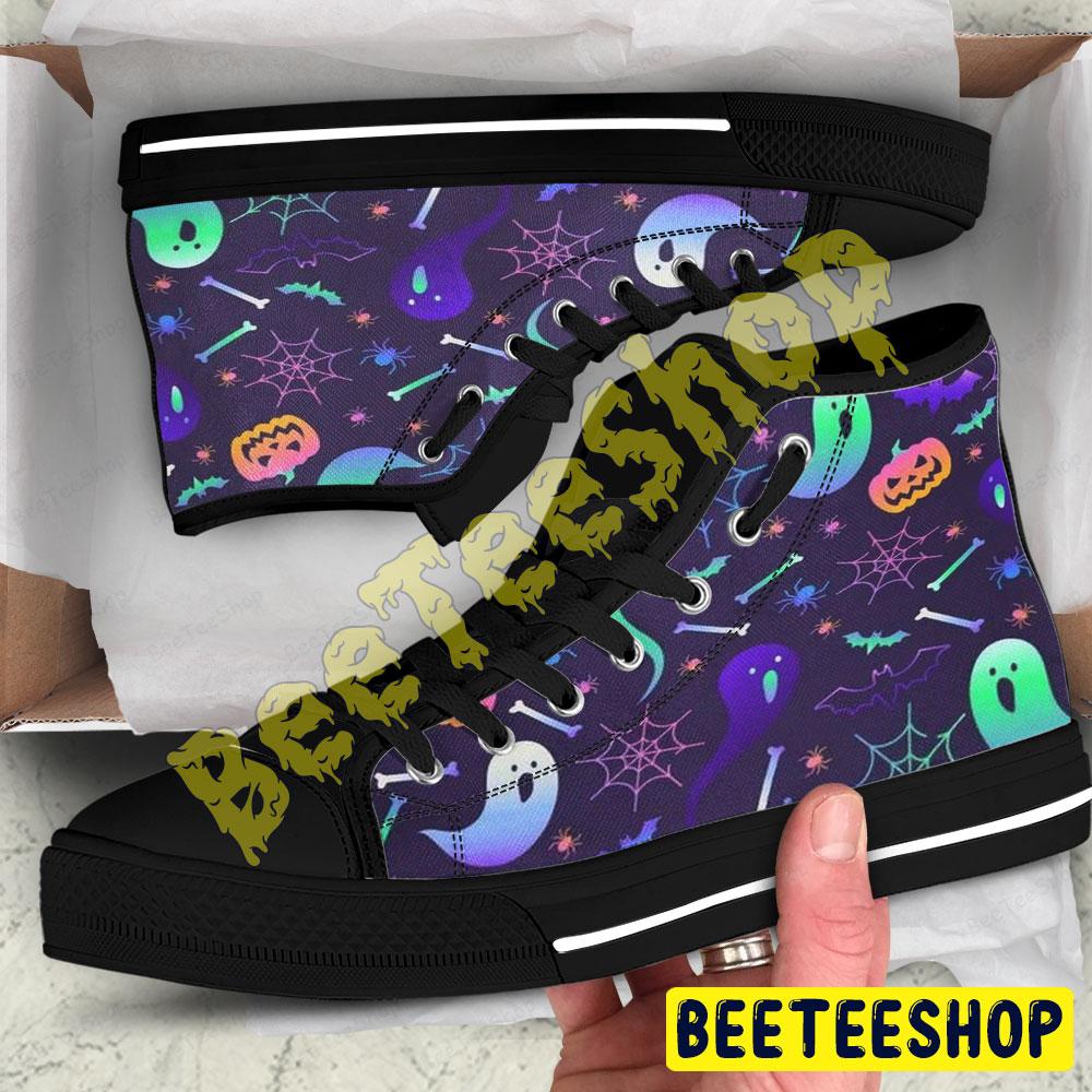 Spiders Bats Boos Halloween Pattern 274 Beeteeshop Adults High Top Canvas Shoes Spiders Bats Boos Halloween Pattern 274 Beeteeshop Adults High Top Canvas Shoes