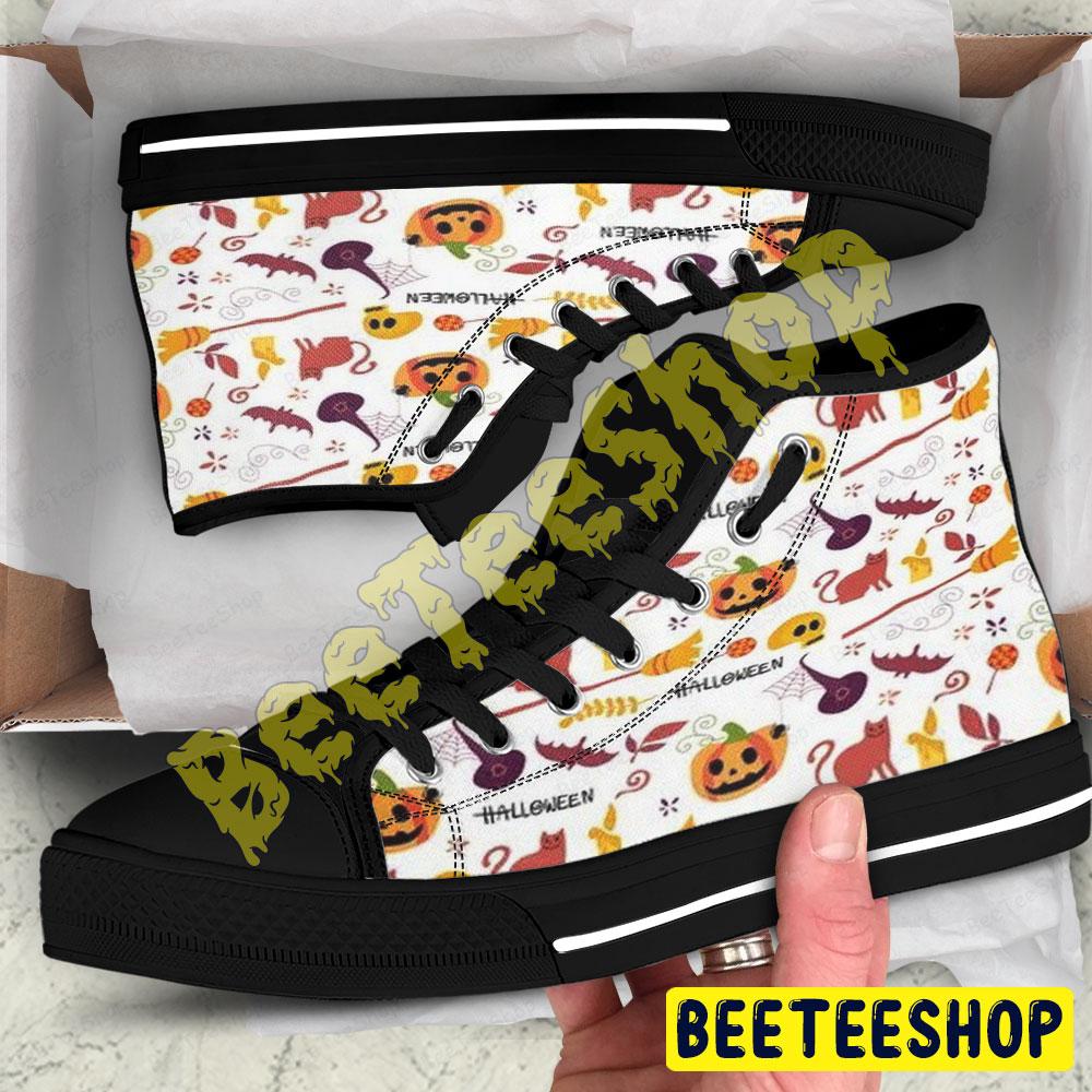 Spiders Bats Pumpkins Halloween Pattern 263 Beeteeshop Adults High Top Canvas Shoes Spiders Bats Pumpkins Halloween Pattern 263 Beeteeshop Adults High Top Canvas Shoes