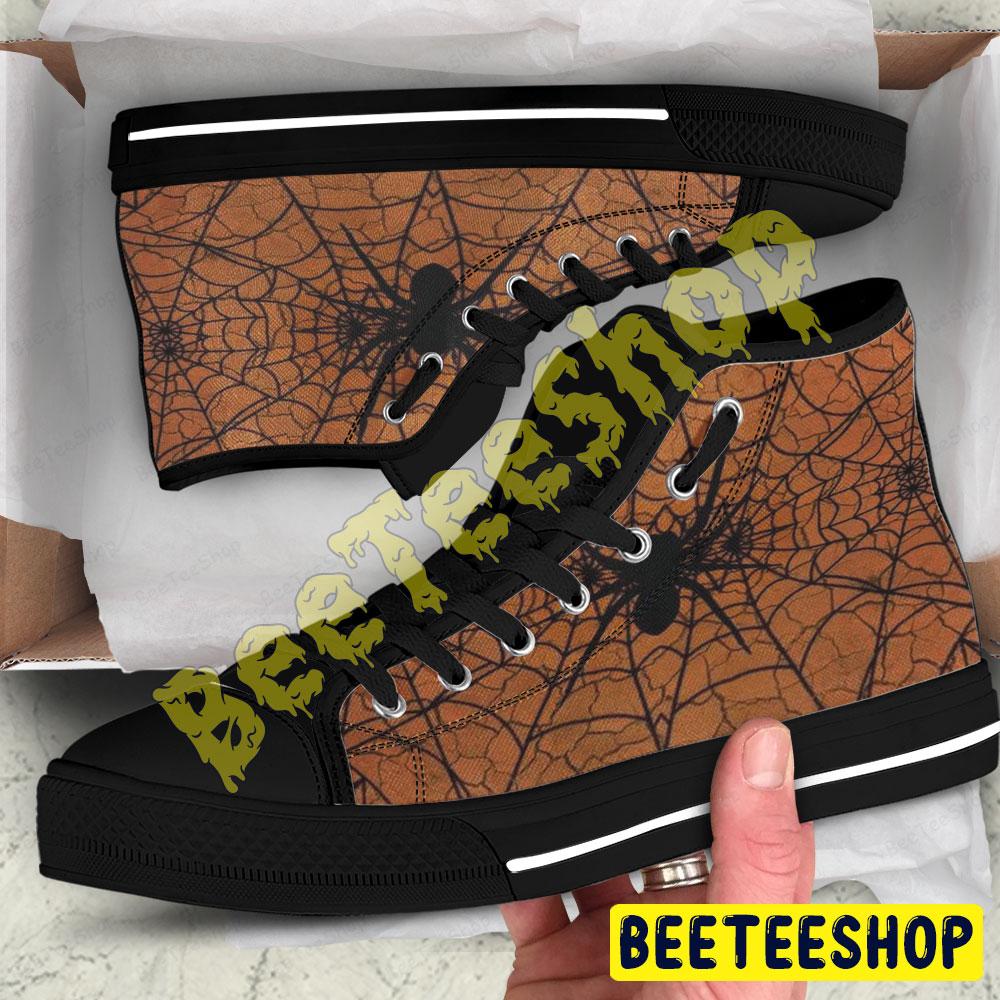 Spiders Halloween Pattern 304 Beeteeshop Adults High Top Canvas Shoes Spiders Halloween Pattern 304 Beeteeshop Adults High Top Canvas Shoes