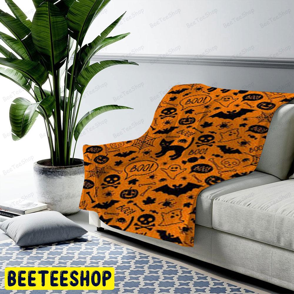Spiders Skulls Bats Cats Boos Halloween Pattern Beeteeshop US Cozy Blanket Spiders Skulls Bats Cats Boos Halloween Pattern Beeteeshop US Cozy Blanket