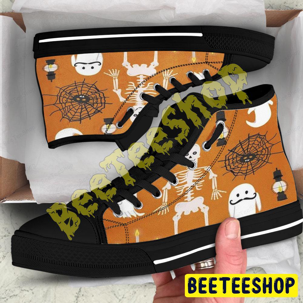 Spiders Skulls Boos Halloween Pattern 179 Beeteeshop Adults High Top Canvas Shoes Spiders Skulls Boos Halloween Pattern 179 Beeteeshop Adults High Top Canvas Shoes