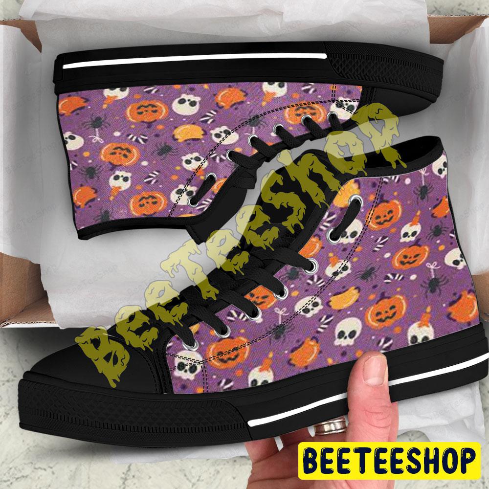 Spiders Skulls Pumpkins Halloween Pattern 003 Beeteeshop Adults High Top Canvas Shoes Spiders Skulls Pumpkins Halloween Pattern 003 Beeteeshop Adults High Top Canvas Shoes