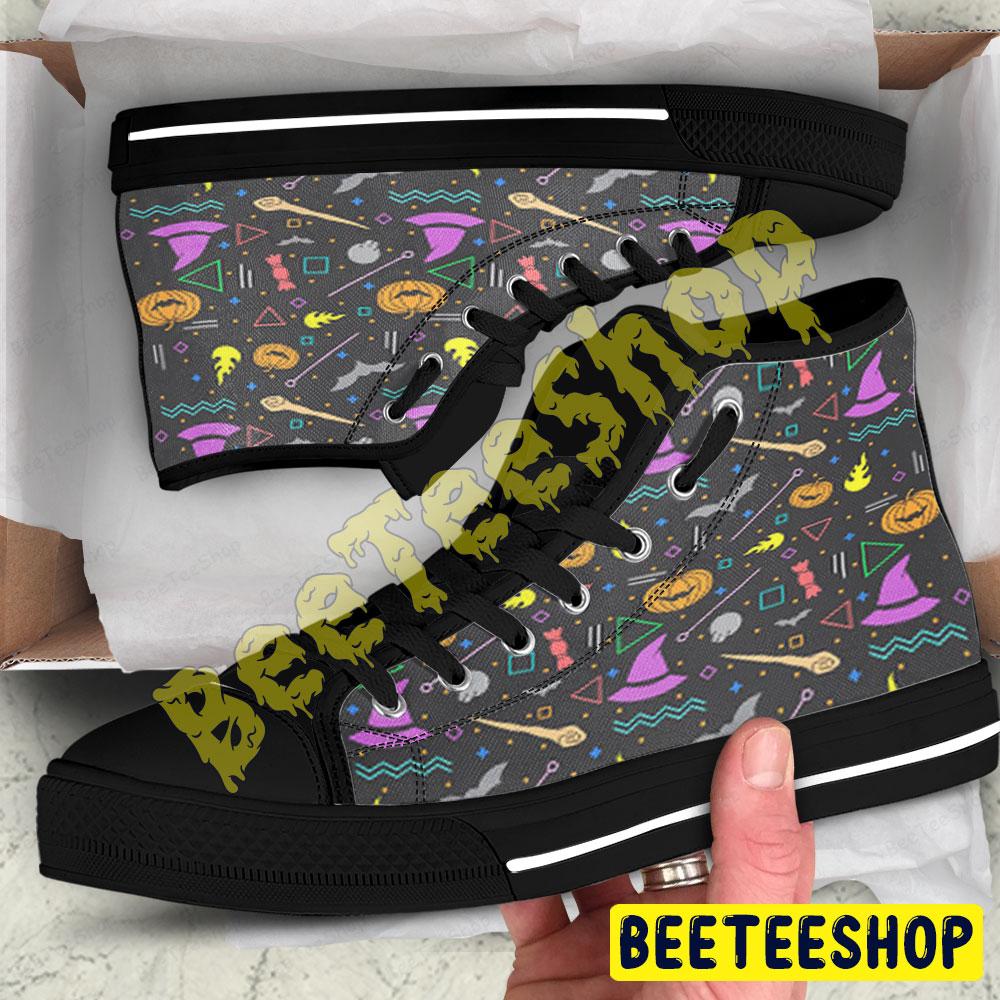 Witch Hats Pumpkins Halloween Pattern 141 Beeteeshop Adults High Top Canvas Shoes Witch Hats Pumpkins Halloween Pattern 141 Beeteeshop Adults High Top Canvas Shoes
