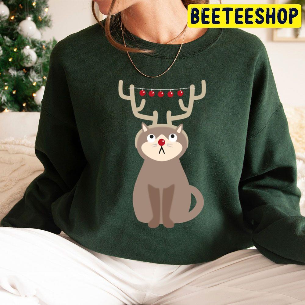 Antler Cat With Shiny Christmas Balls Beeteeshop Trending Unisex Sweatshirt Antler Cat With Shiny Christmas Balls Beeteeshop Trending Unisex Sweatshirt