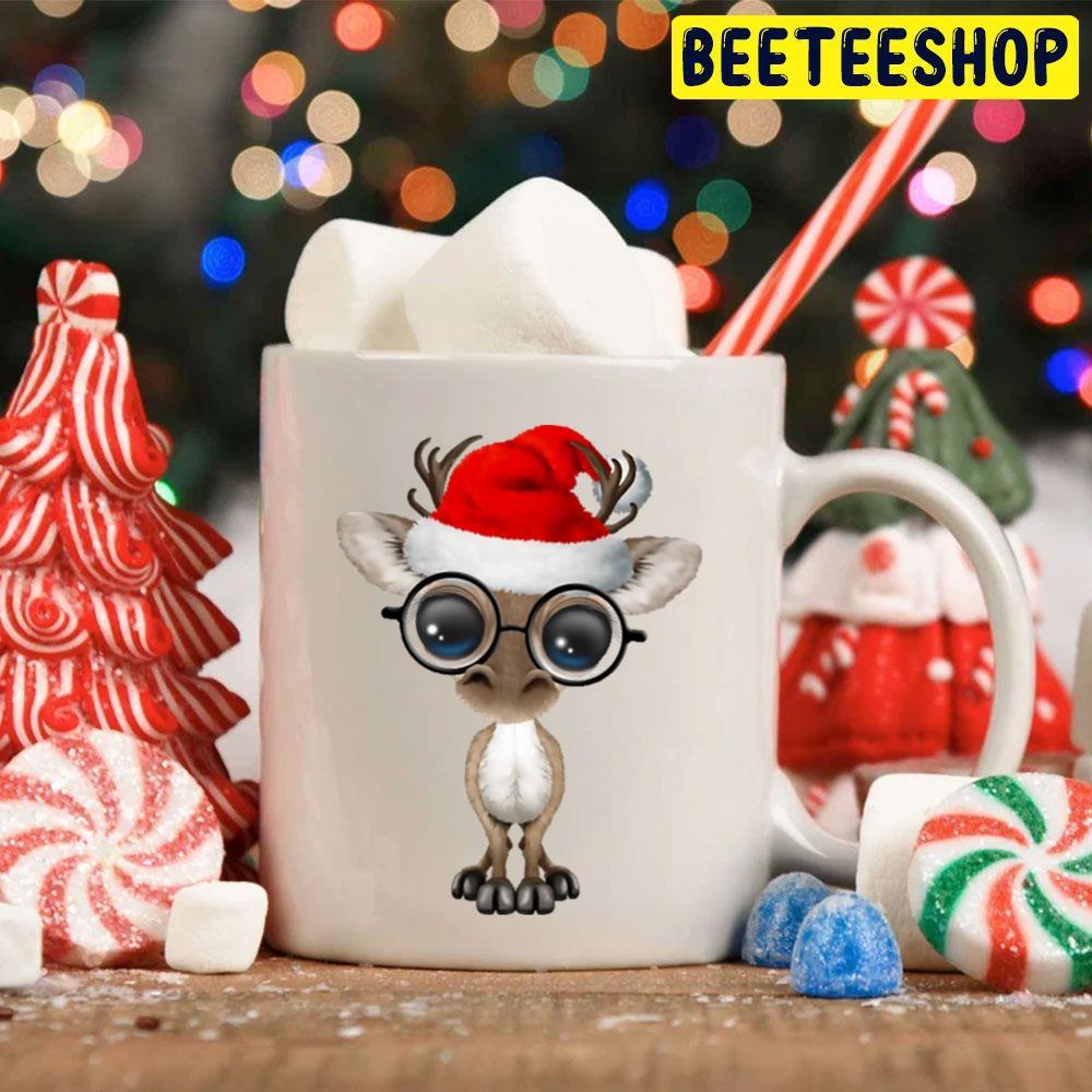 Baby Reindeer Wearing A Santa Hat And Glasses Christmas Beeteeshop Trending Unisex Hoodie Baby Reindeer Wearing A Santa Hat And Glasses Christmas Beeteeshop Trending Unisex Hoodie