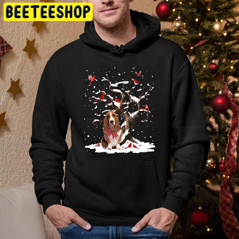 Basset Hound Scarf Cardinal Snow Christmas Beeteeshop Trending Unisex Sweatshirt Basset Hound Scarf Cardinal Snow Christmas Beeteeshop Trending Unisex Sweatshirt