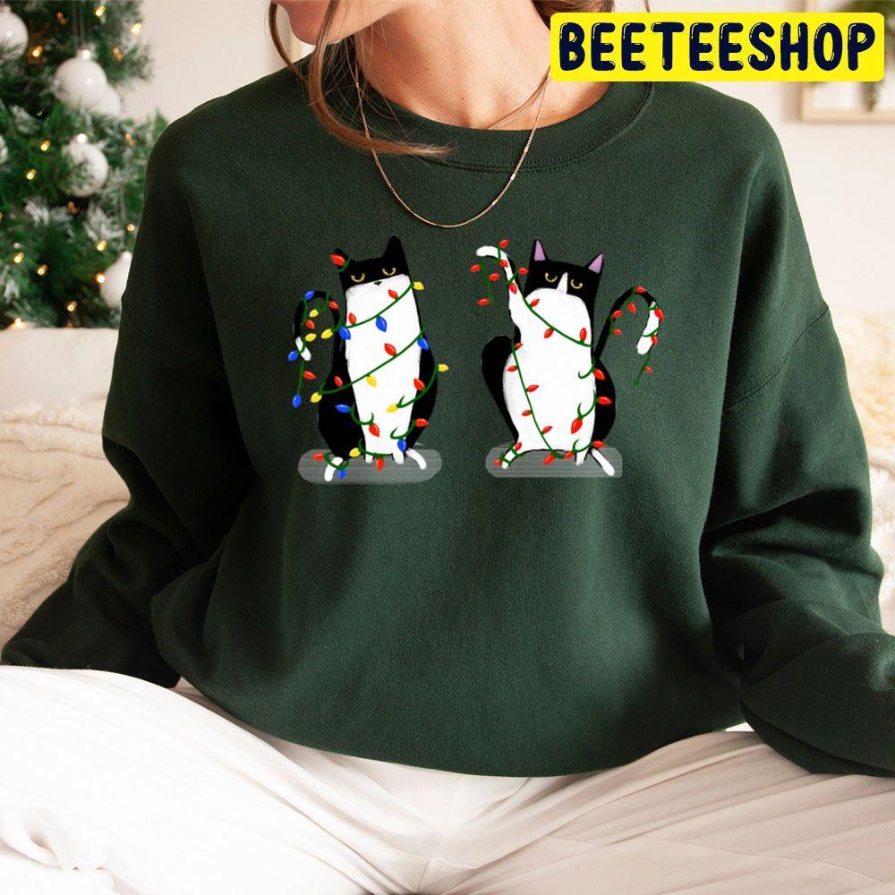 Cats Playing With The Christmas Lights Beeteeshop Trending Unisex Sweatshirt Cats Playing With The Christmas Lights Beeteeshop Trending Unisex Sweatshirt