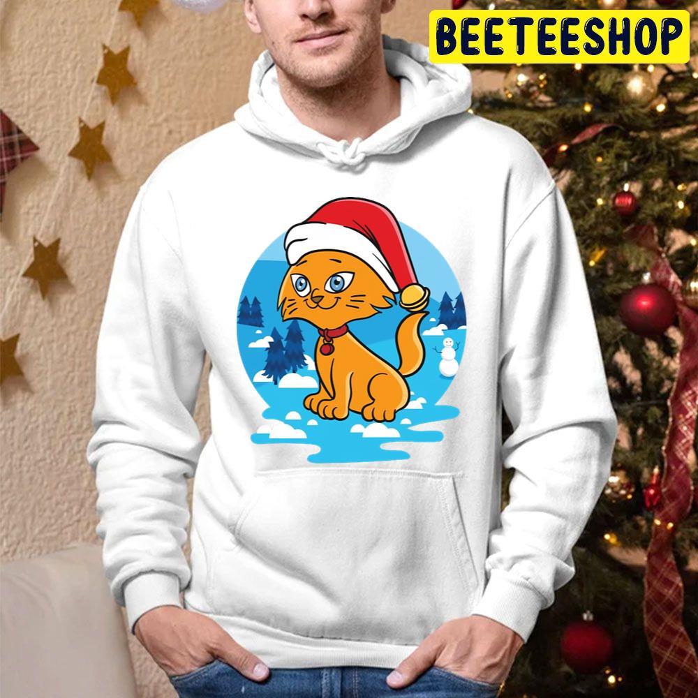 Christmas Cat Santa Hat Winter Beeteeshop Trending Unisex Hoodie Christmas Cat Santa Hat Winter Beeteeshop Trending Unisex Hoodie