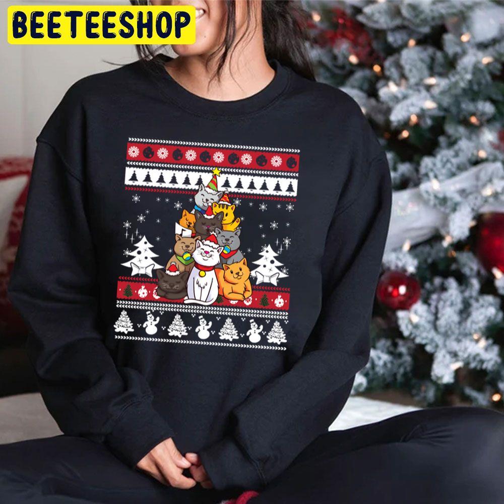 Christmas Cat Tree Ugly Pattern Beeteeshop Trending Unisex Sweatshirt Christmas Cat Tree Ugly Pattern Beeteeshop Trending Unisex Sweatshirt