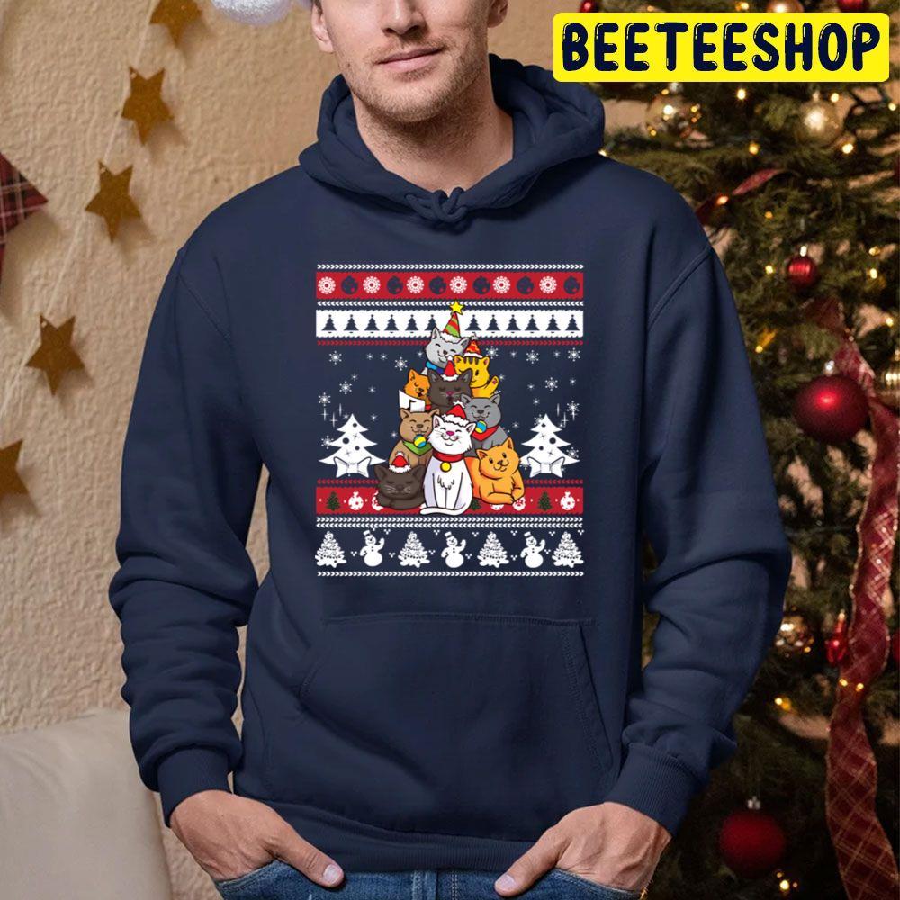 Christmas Cat Tree Ugly Pattern Beeteeshop Trending Unisex Sweatshirt Christmas Cat Tree Ugly Pattern Beeteeshop Trending Unisex Sweatshirt