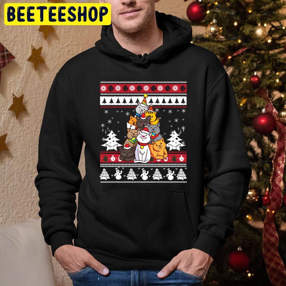 Christmas Cat Tree Ugly Pattern Beeteeshop Trending Unisex Sweatshirt Christmas Cat Tree Ugly Pattern Beeteeshop Trending Unisex Sweatshirt