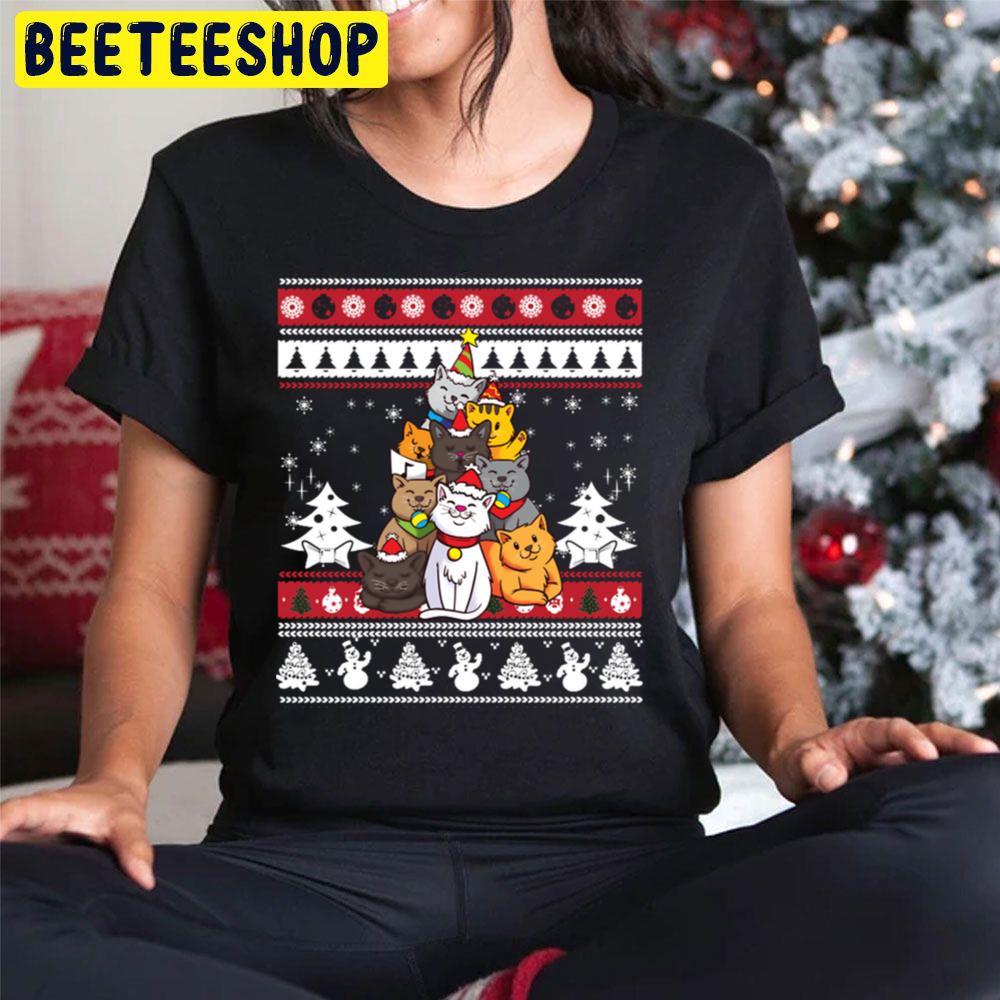 Christmas Cat Tree Ugly Pattern Beeteeshop Trending Unisex Sweatshirt Christmas Cat Tree Ugly Pattern Beeteeshop Trending Unisex Sweatshirt