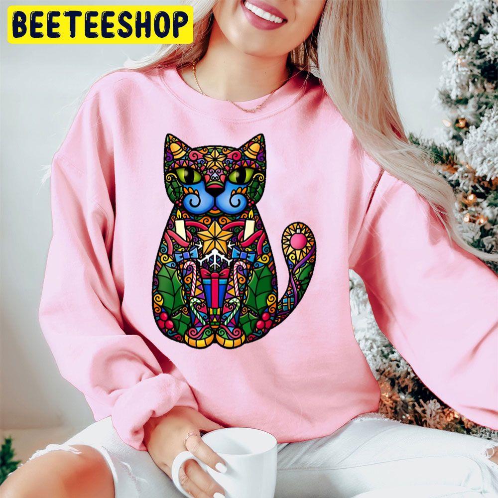 Corlor Glass Christmas Cat Beeteeshop Trending Unisex Hoodie Corlor Glass Christmas Cat Beeteeshop Trending Unisex Hoodie
