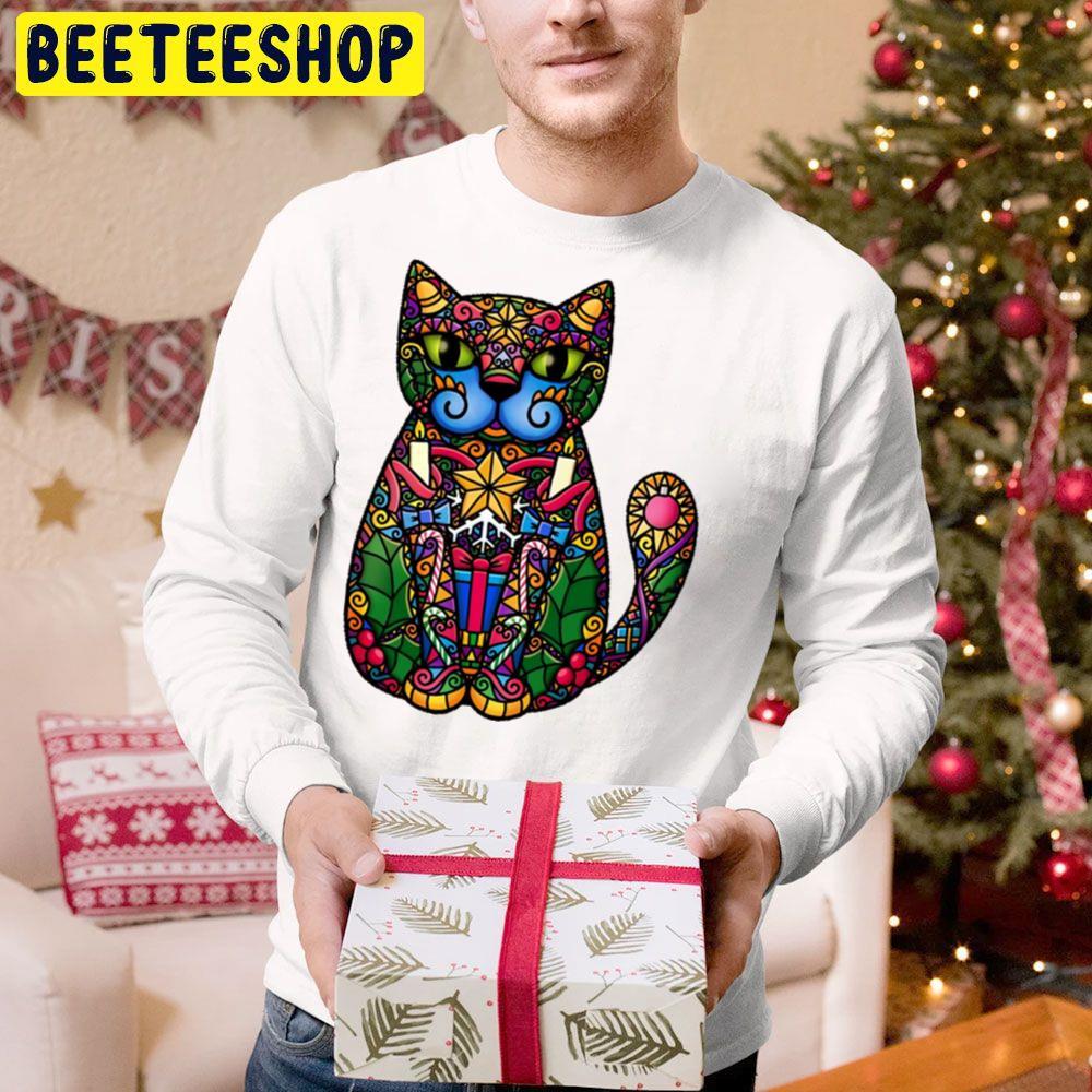 Corlor Glass Christmas Cat Beeteeshop Trending Unisex Hoodie Corlor Glass Christmas Cat Beeteeshop Trending Unisex Hoodie