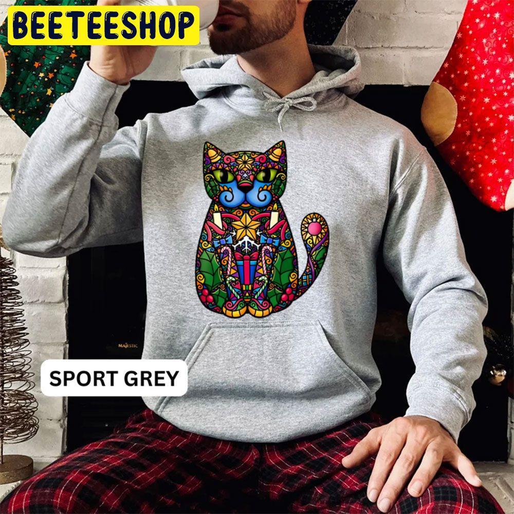 Corlor Glass Christmas Cat Beeteeshop Trending Unisex Hoodie Corlor Glass Christmas Cat Beeteeshop Trending Unisex Hoodie