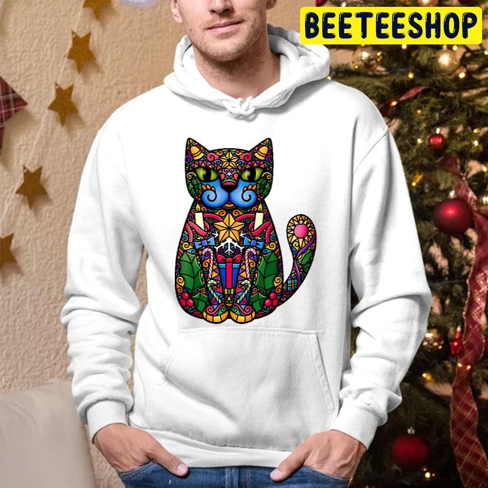 Corlor Glass Christmas Cat Beeteeshop Trending Unisex Hoodie Corlor Glass Christmas Cat Beeteeshop Trending Unisex Hoodie