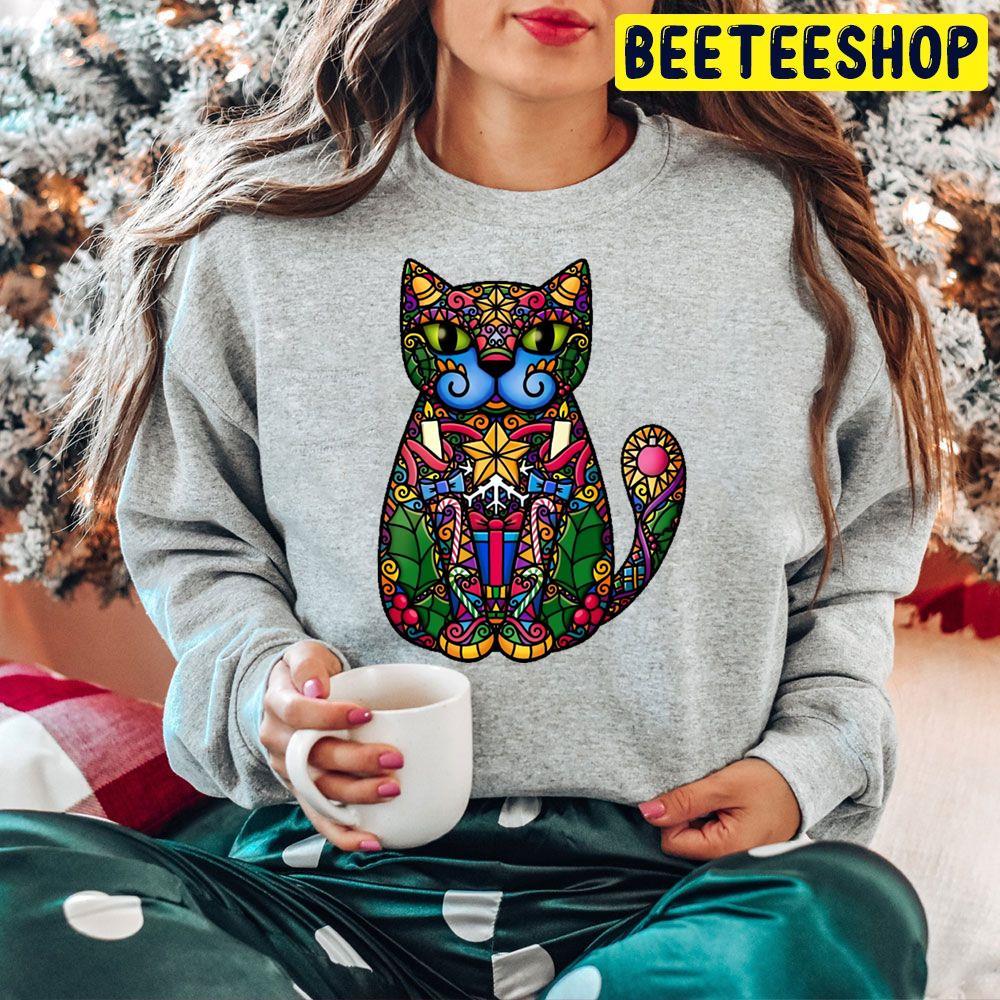 Corlor Glass Christmas Cat Beeteeshop Trending Unisex Hoodie Corlor Glass Christmas Cat Beeteeshop Trending Unisex Hoodie