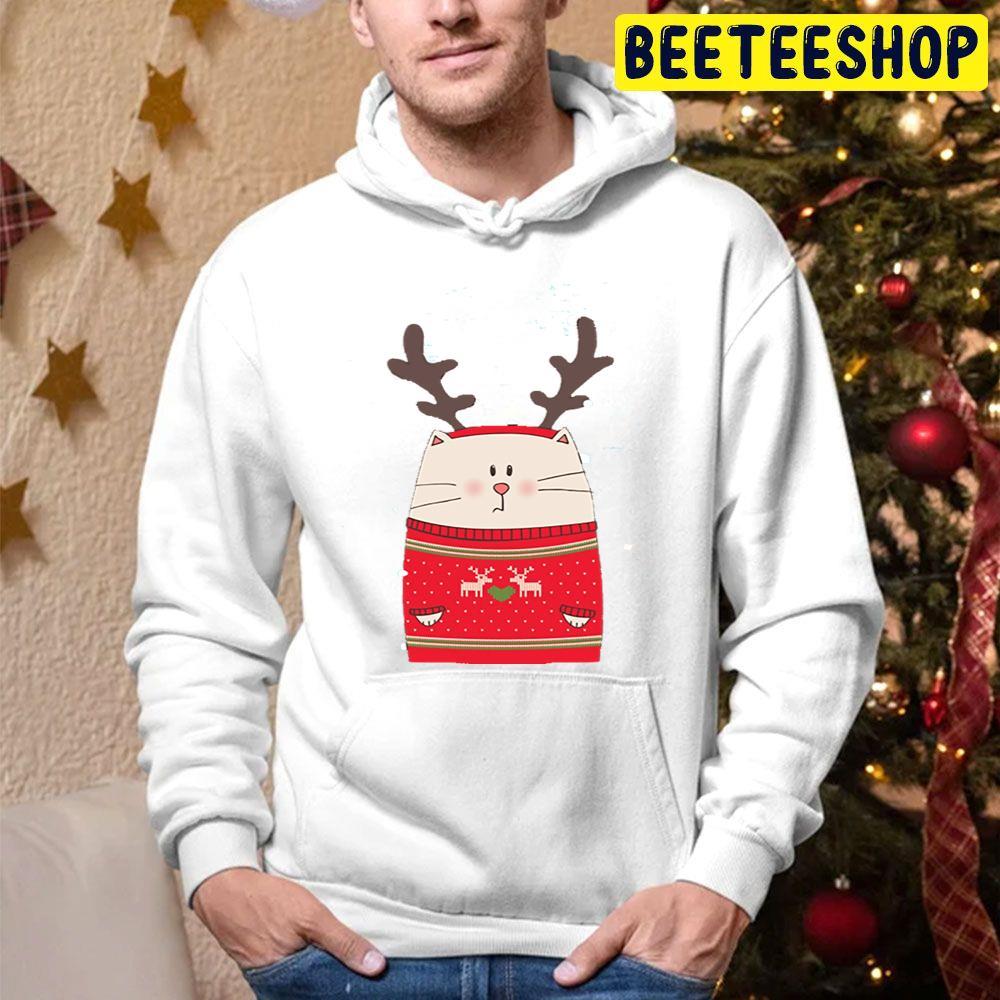 Cute Cat Reindeer Christmas Beeteeshop Trending Unisex Hoodie Cute Cat Reindeer Christmas Beeteeshop Trending Unisex Hoodie