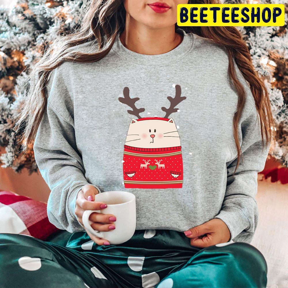 Cute Cat Reindeer Christmas Beeteeshop Trending Unisex Hoodie Cute Cat Reindeer Christmas Beeteeshop Trending Unisex Hoodie