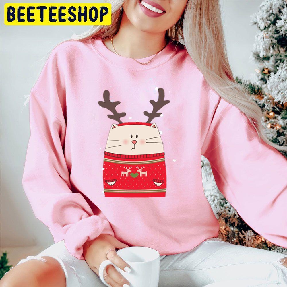 Cute Cat Reindeer Christmas Beeteeshop Trending Unisex Hoodie Cute Cat Reindeer Christmas Beeteeshop Trending Unisex Hoodie