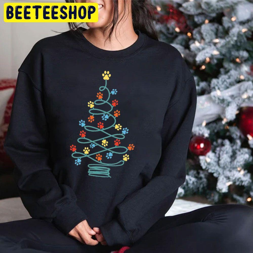 Cute Dog Paws Christmas Tree Beeteeshop Trending Unisex Sweatshirt Cute Dog Paws Christmas Tree Beeteeshop Trending Unisex Sweatshirt