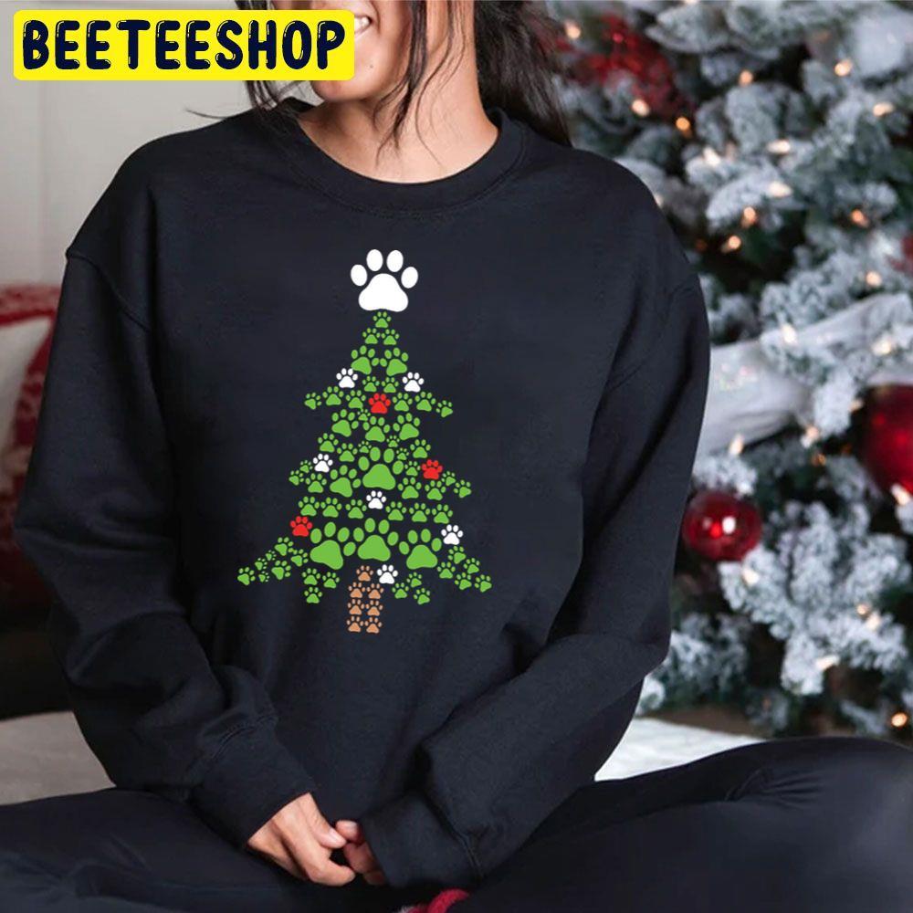 Dog Paws Christmas Tree Beeteeshop Trending Unisex Hoodie Dog Paws Christmas Tree Beeteeshop Trending Unisex Hoodie