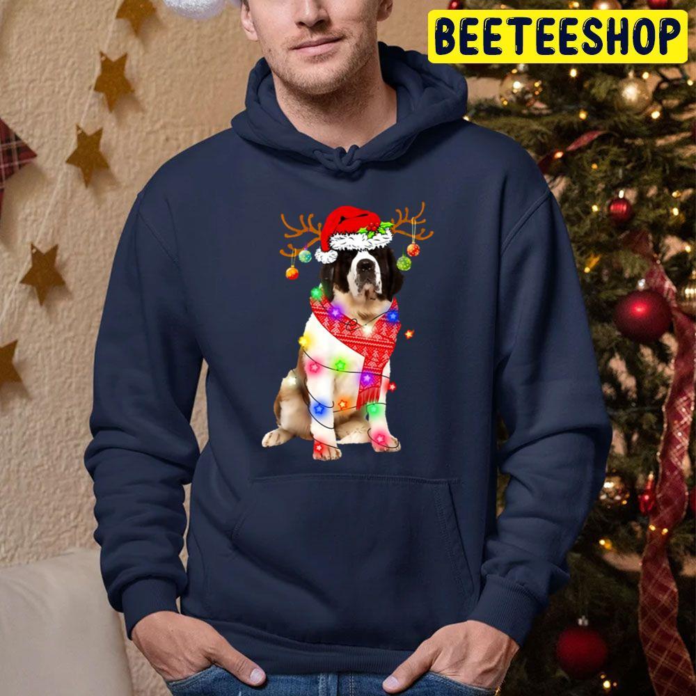 Funny St Bernard Santa Hat Dog Reindeer Christmas Lights Dog Lover Beeteeshop Trending Unisex Sweatshirt Funny St Bernard Santa Hat Dog Reindeer Christmas Lights Dog Lover Beeteeshop Trending Unisex Sweatshirt