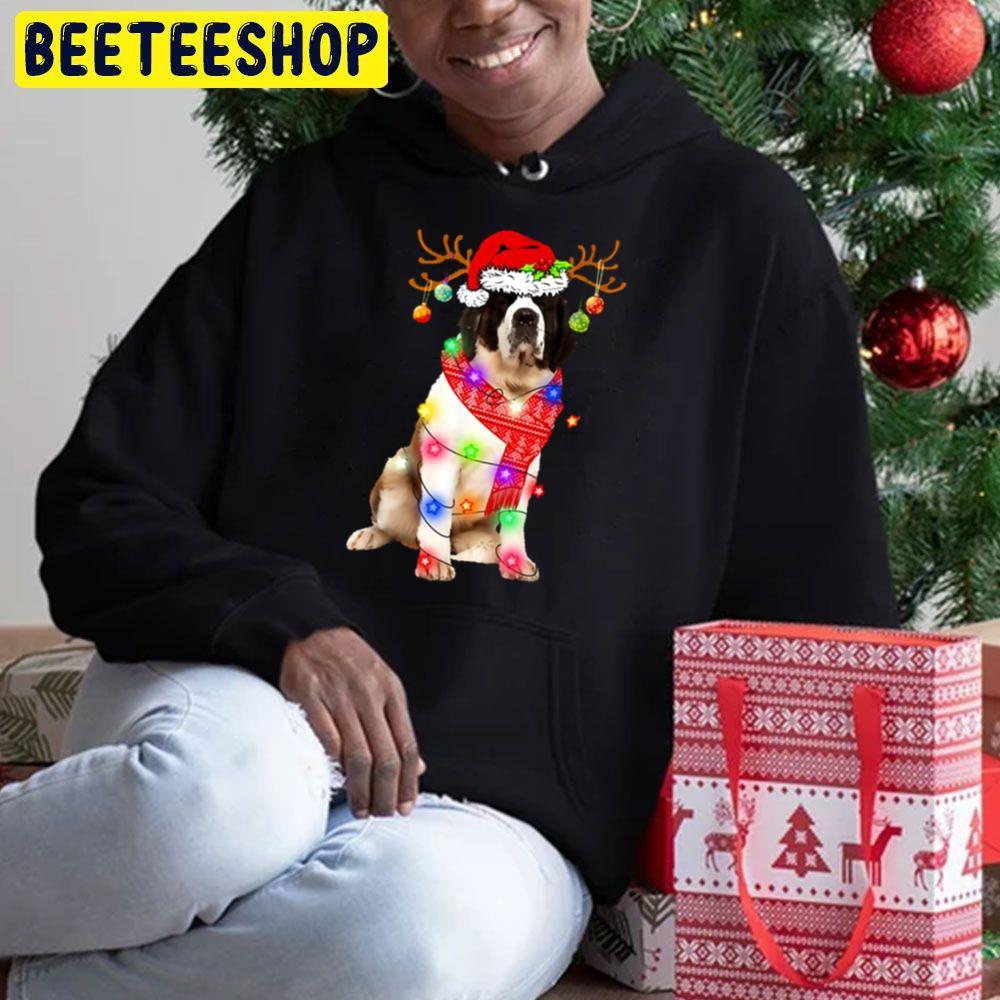 Funny St Bernard Santa Hat Dog Reindeer Christmas Lights Dog Lover Beeteeshop Trending Unisex Sweatshirt Funny St Bernard Santa Hat Dog Reindeer Christmas Lights Dog Lover Beeteeshop Trending Unisex Sweatshirt
