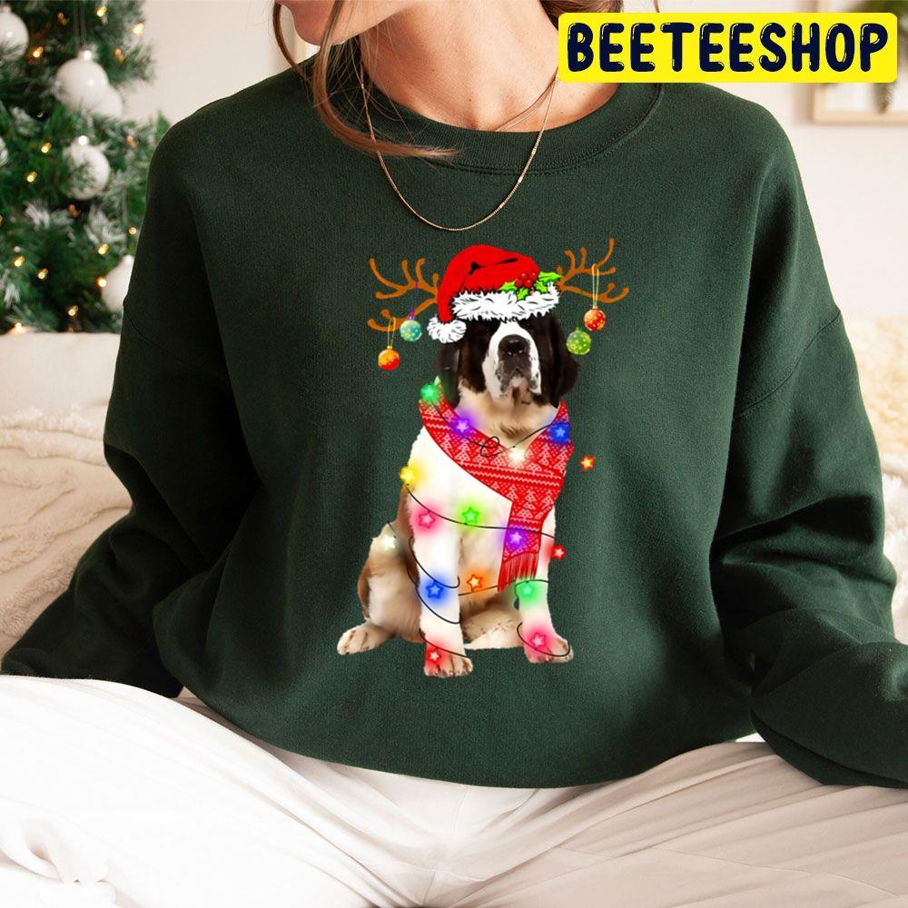 Funny St Bernard Santa Hat Dog Reindeer Christmas Lights Dog Lover Beeteeshop Trending Unisex Sweatshirt Funny St Bernard Santa Hat Dog Reindeer Christmas Lights Dog Lover Beeteeshop Trending Unisex Sweatshirt