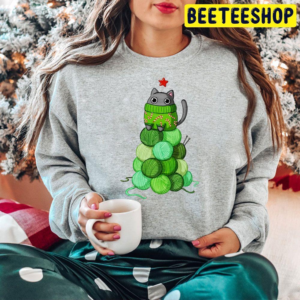 Green Cat Christmas Tree Beeteeshop Trending Unisex Hoodie Green Cat Christmas Tree Beeteeshop Trending Unisex Hoodie