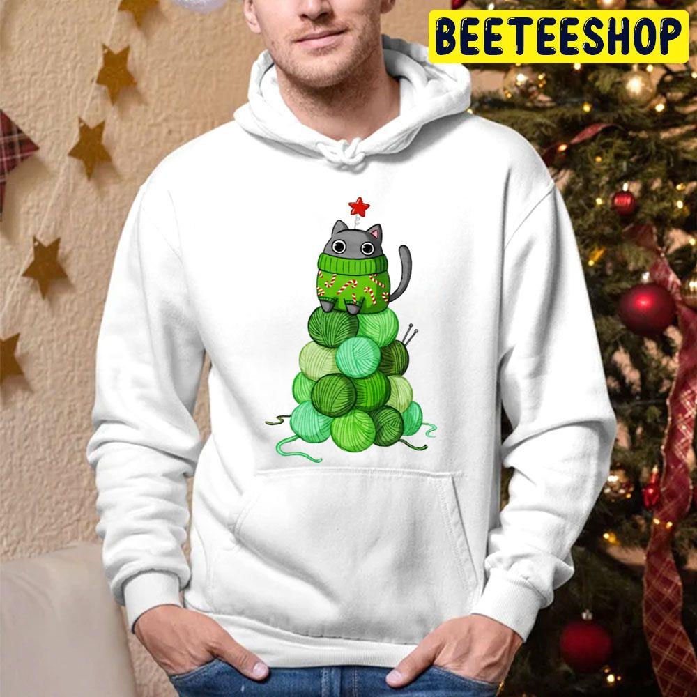 Green Cat Christmas Tree Beeteeshop Trending Unisex Hoodie Green Cat Christmas Tree Beeteeshop Trending Unisex Hoodie