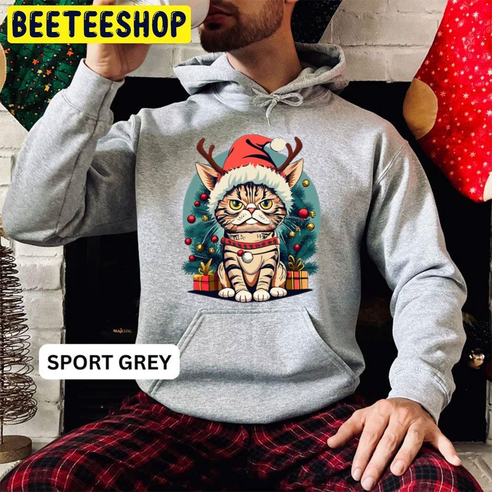 Grumpy Christmas Cat Art Beeteeshop Trending Unisex Hoodie Grumpy Christmas Cat Art Beeteeshop Trending Unisex Hoodie