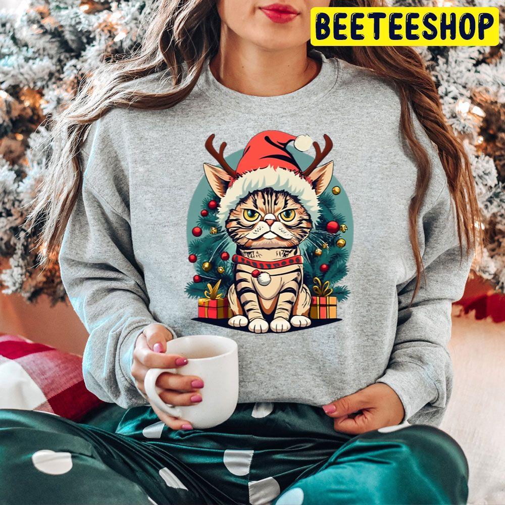 Grumpy Christmas Cat Art Beeteeshop Trending Unisex Hoodie Grumpy Christmas Cat Art Beeteeshop Trending Unisex Hoodie