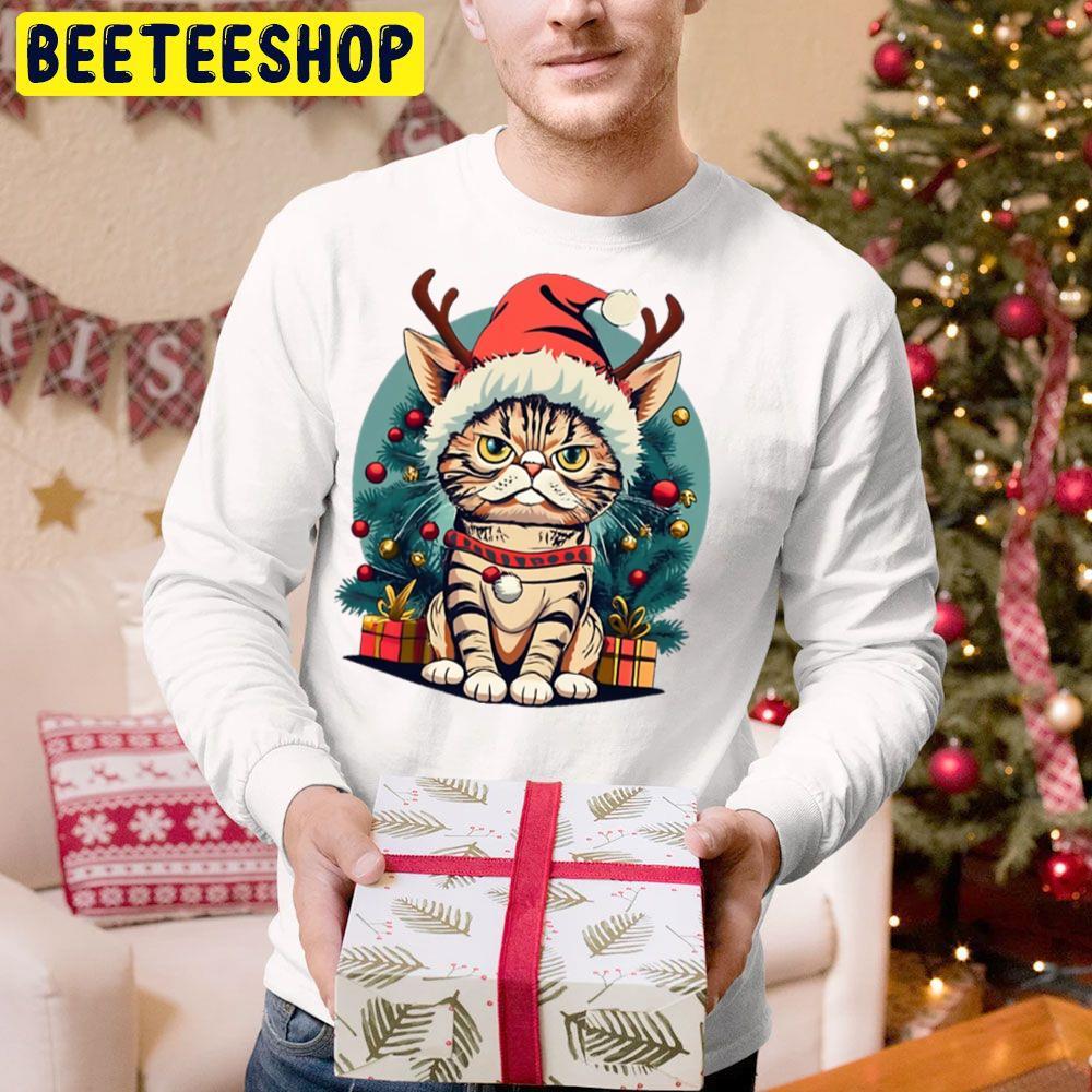 Grumpy Christmas Cat Art Beeteeshop Trending Unisex Hoodie Grumpy Christmas Cat Art Beeteeshop Trending Unisex Hoodie